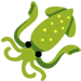 The Noto Emoji Color squid character, recolored green.